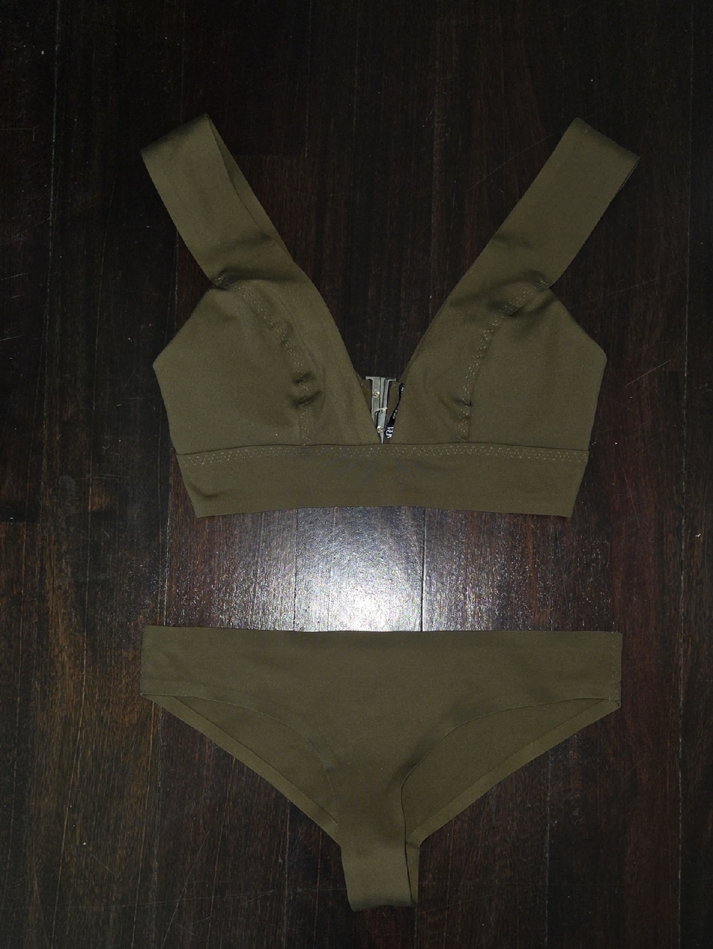 NWOT WOMEN'S ZARA ARMY GREEN BATHING SUIT BIKINI Sz S $90